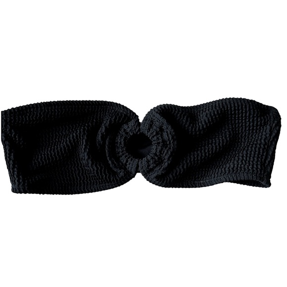 NASTY GAL Black Crinkle Ring Bandeau Bikini Top - Picture 1 of 3